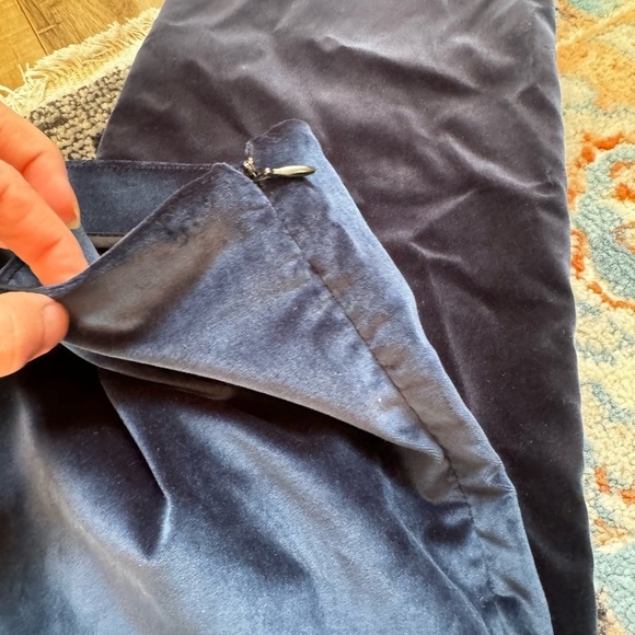 BerWich Italian Blue Velvet Higb Waist Cropped Ankle Pants Side Zip Size 48 L - Picture 4 of 8